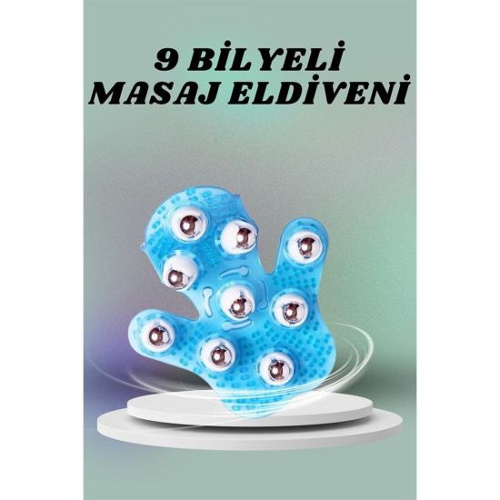 9 Bilyeli El Şeklinde Omuz Bacak Masaj Aleti Masaj Eldiveni Giyilebili