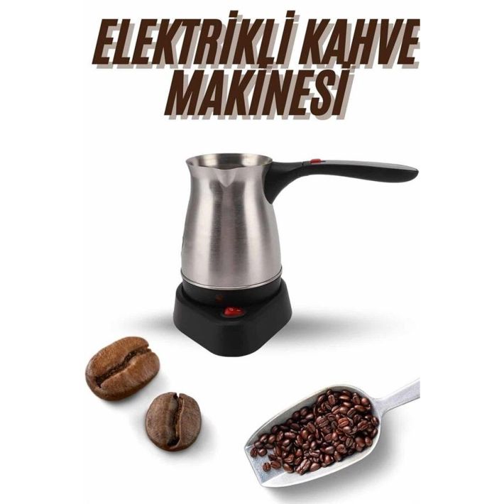 Elektrikli Cezve 800 Watt Paslanmaz Çelik Türk Kahve Makinesi Saplı