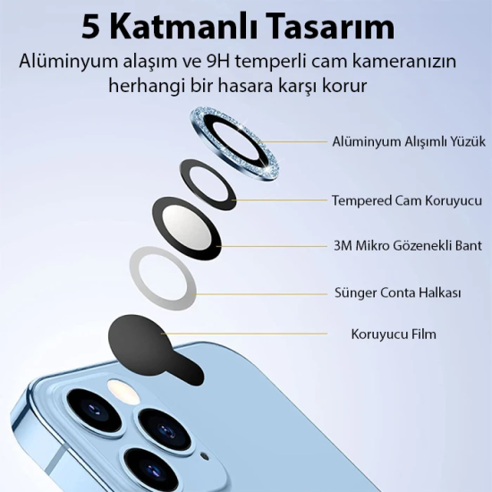 ALLY iPhone 14 Pro-14 Pro Max Diamond Taş İşlemeli Alüminyum Alaşımlı 