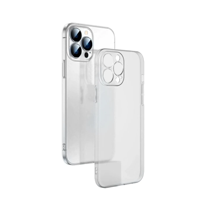 Ally iPhone 13 Pro Max 6.7inch Frosted Glass Şeffaf Kamera Korumalı Kı