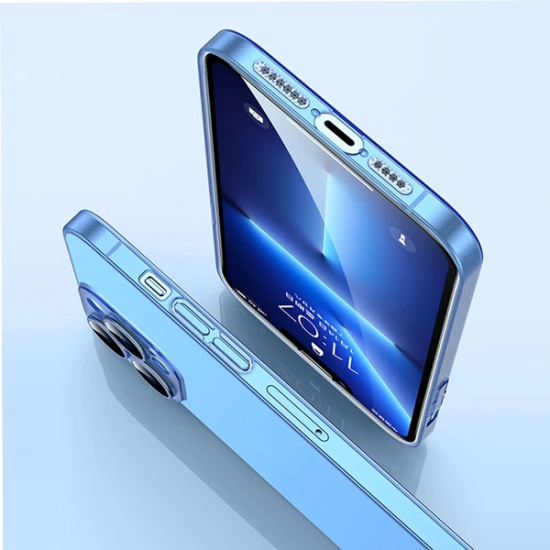 Ally iPhone 13 Pro Max 6.7inch Frosted Glass Şeffaf Kamera Korumalı Kı