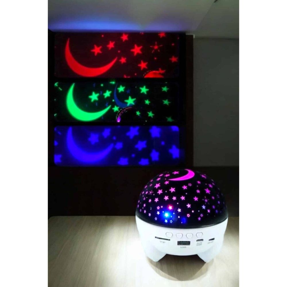 Gece Lambası Projeksiyon Görünümlü Şarjlı Yıldızlı Yuvarlak