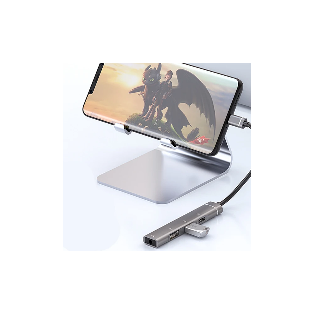 ALLY 4in1 Type-C+3.5mm+USB Girişli Çoğaltıcı Adaptör Çevirici Hub