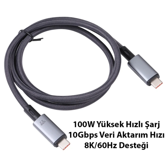 Ally USB 3.2 100W Type-C to Type-C 8K Görüntü-Data ve Ultra Hızlı Şarj