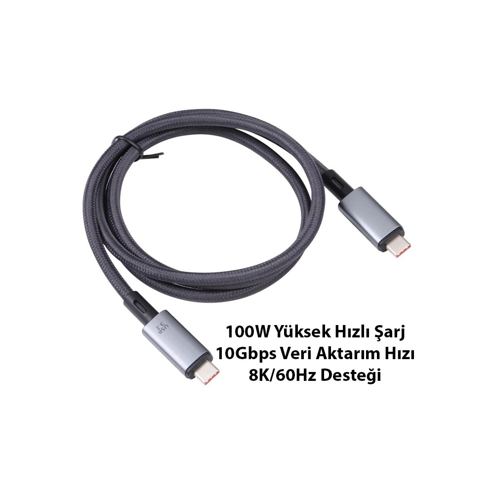 Ally USB 3.2 100W Type-C to Type-C 8K Görüntü-Data ve Ultra Hızlı Şarj