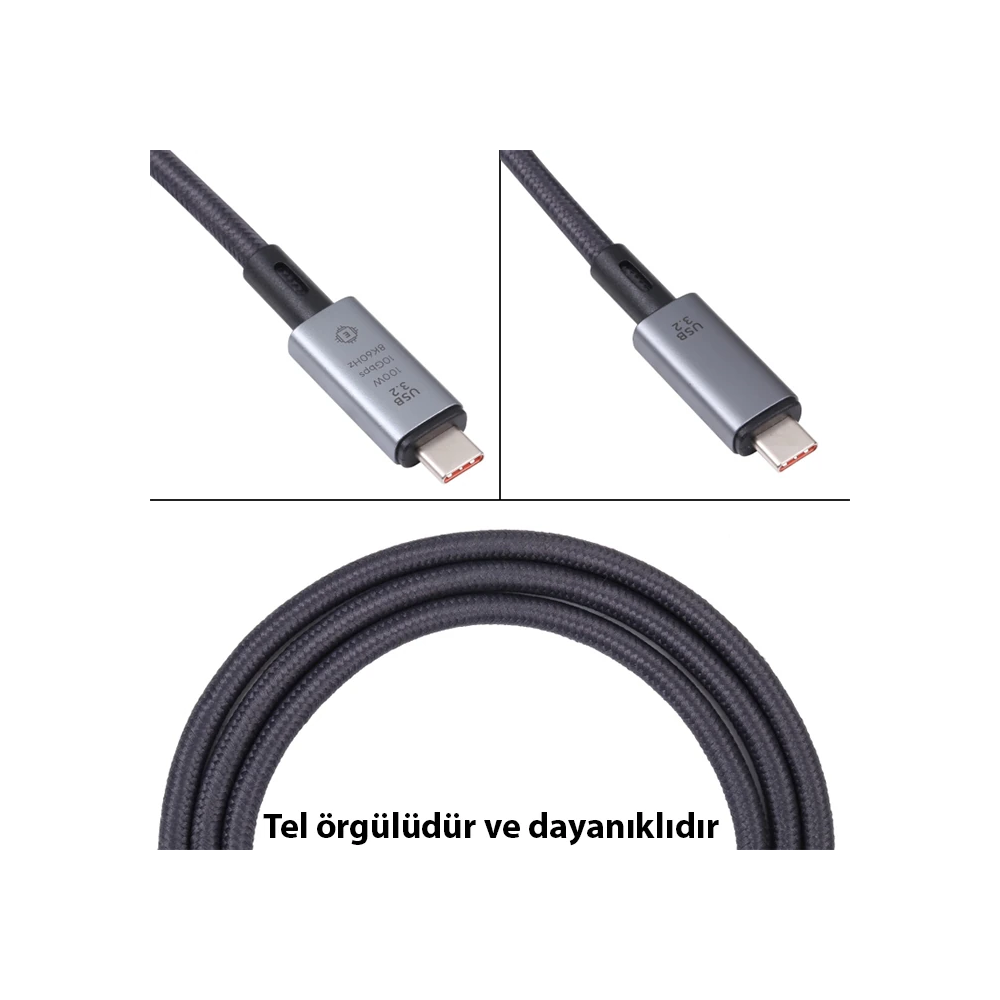 Ally USB 3.2 100W Type-C to Type-C 8K Görüntü-Data ve Ultra Hızlı Şarj