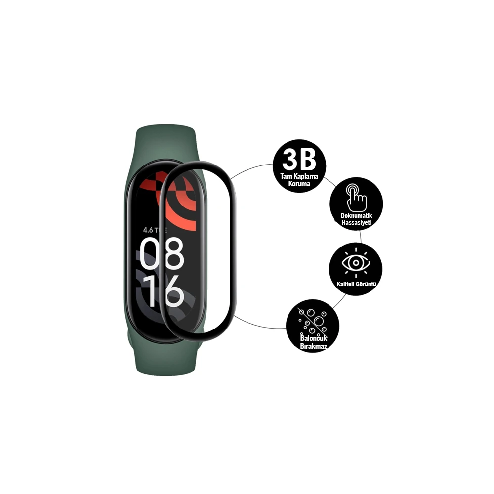 Xiaomi Mi Band 7 3D Full Kaplama Ekran Koruyucu PET+PMMA