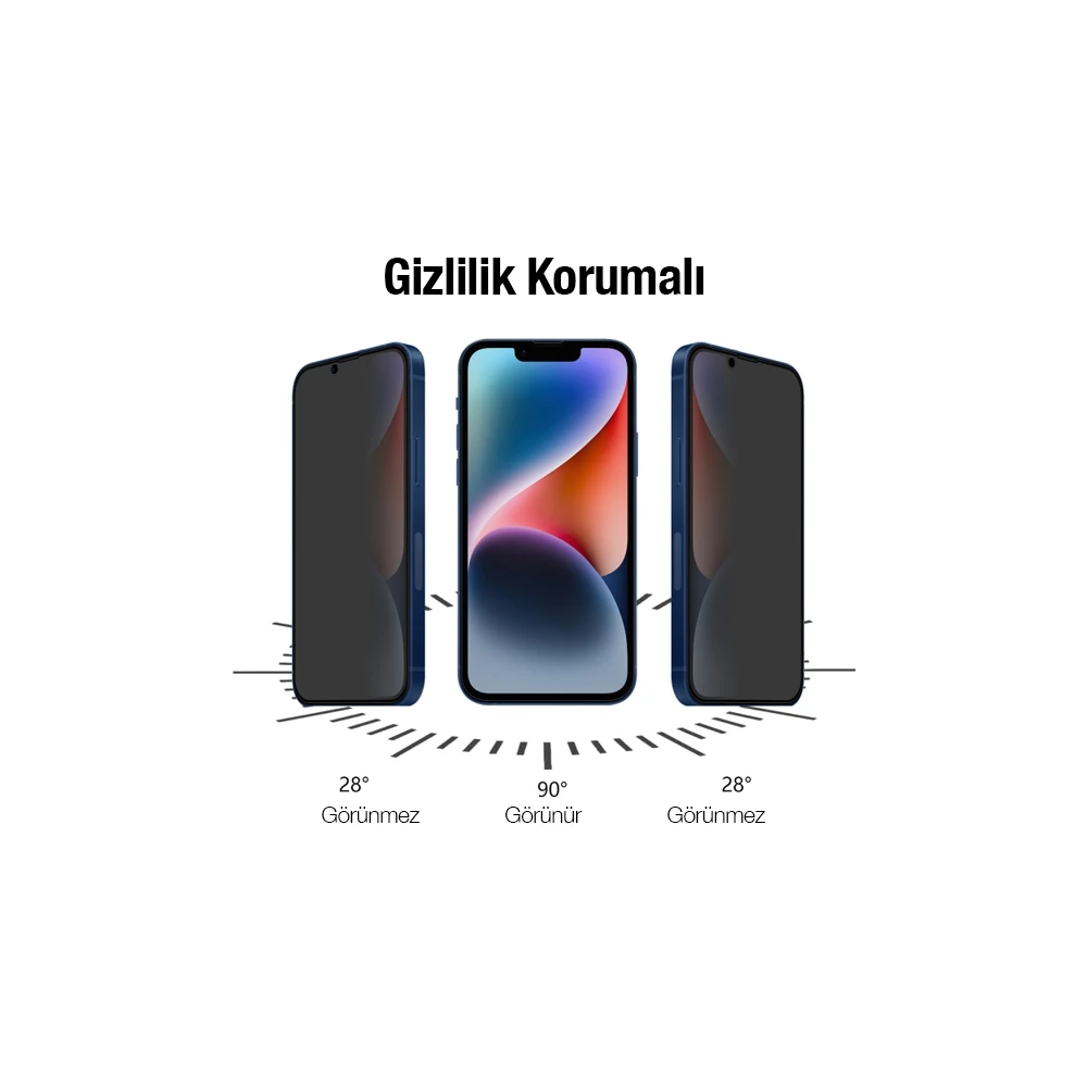 ALLY İPhone 14 Plus 6.7 3D Full Privacy Gizlilik Cam Ekran Koruyucu An