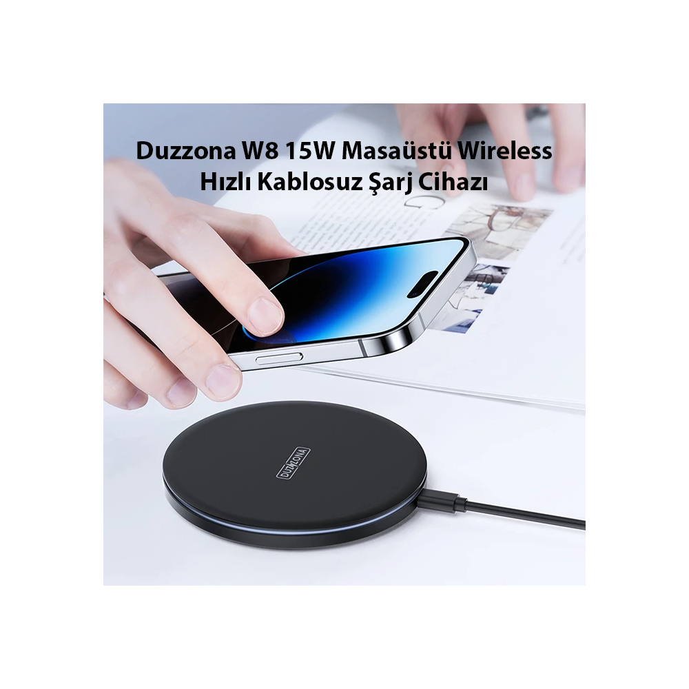 Duzzona W8 15W Masaüstü Wireless Hızlı Kablosuz Şarj Cihazı