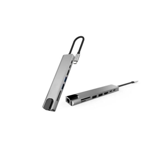 Type C Çoklu Port Hub 8 Port USB HDMI SD Kart Ethernet Adaptör