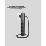 4 Priz 2 USB 1 Type-C Akım Korumalı Çoklu Priz Led Anahtarlı