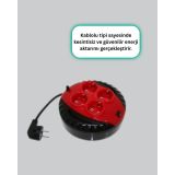 Kırmızı Renk 5 Metre 4’lü Kablolu Priz Makarası