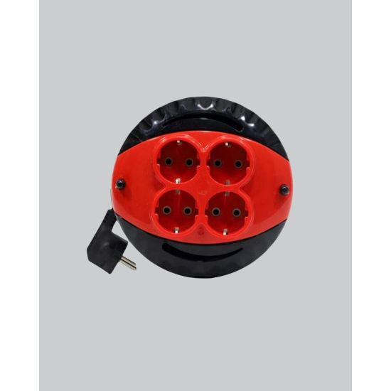 5 Metre Kablolu 4’lü Kırmızı Priz Makara