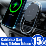 Ally 15W Klima Araç Havalandırma Bölmesi Manyetik Şeffaf Kablosuz Araç