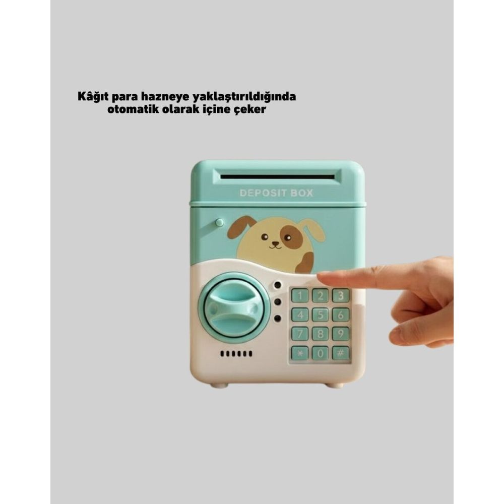 Su Yeşili Işıklı Sesli Elektronik Şifreli Çocuk Kumbarası