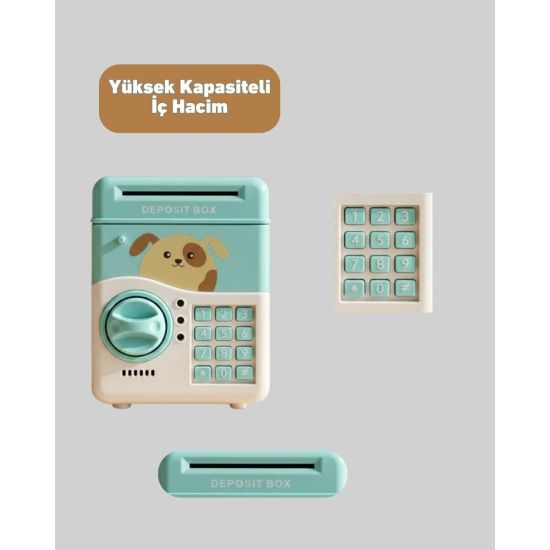 ATM Görünümlü Su Yeşili Otomatik Para Çeken Şifreli Kumbara