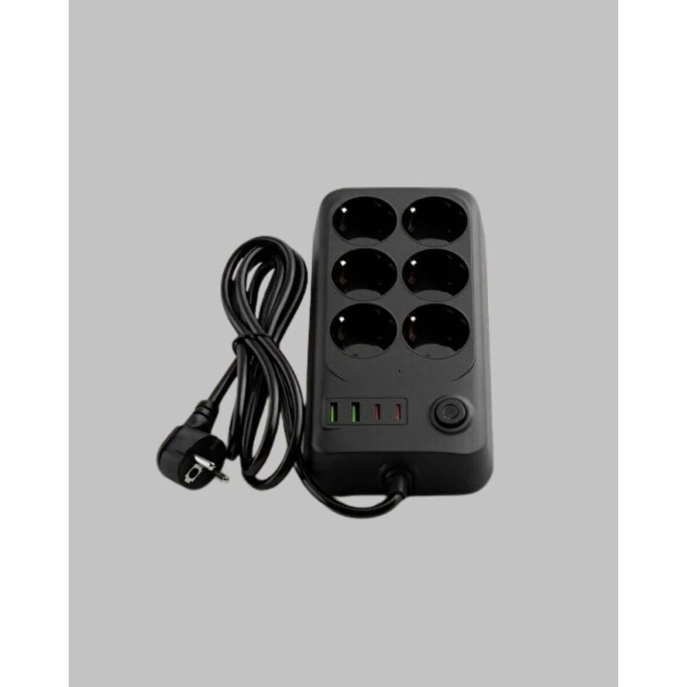 6’lı Grup Priz Termal Korumalı USB Type-C Çoklu Priz 2 Metre Kablo