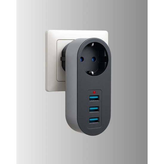 2500W Güç Destekli Akım Korumalı Priz – 3 USB Çıkışlı