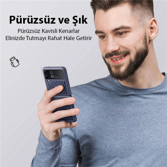 Ducis Venice Series Samsung Galaxy Z Flip4 5G için Premium Deri Kılıf