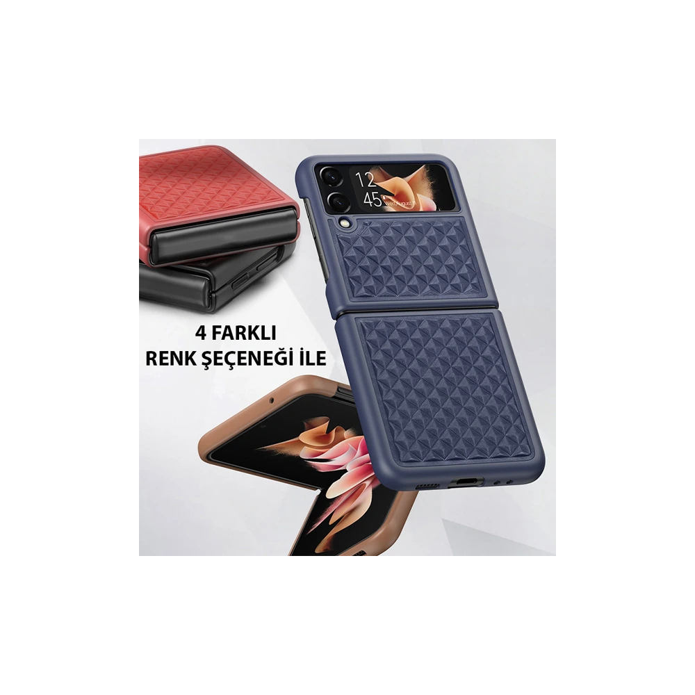 Dux Ducis Venice Series Samsung Galaxy Z Flip3 5G için Premium Deri Kı
