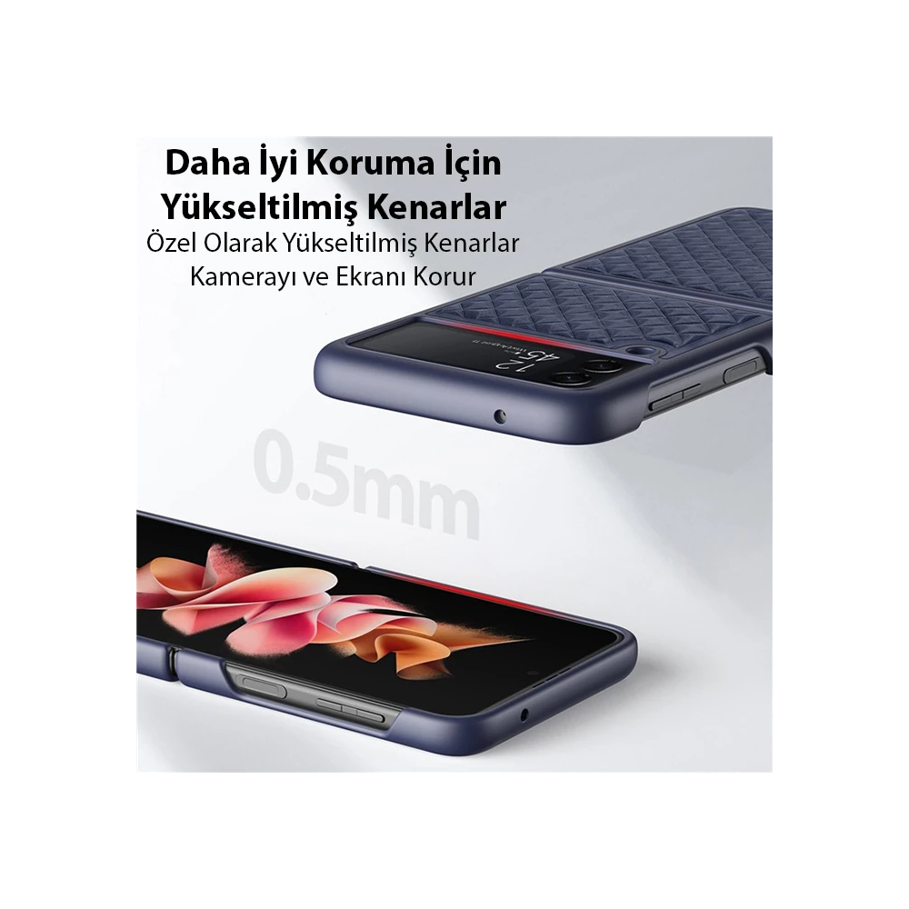 Ducis Venice Series Samsung Galaxy Z Flip4 5G için Premium Deri Kılıf