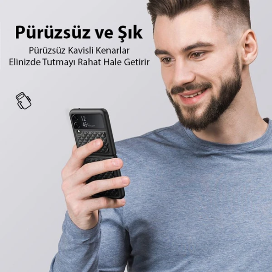 Dux Ducis Venice Series Samsung Galaxy Z Flip3 5G için Premium Deri Kı