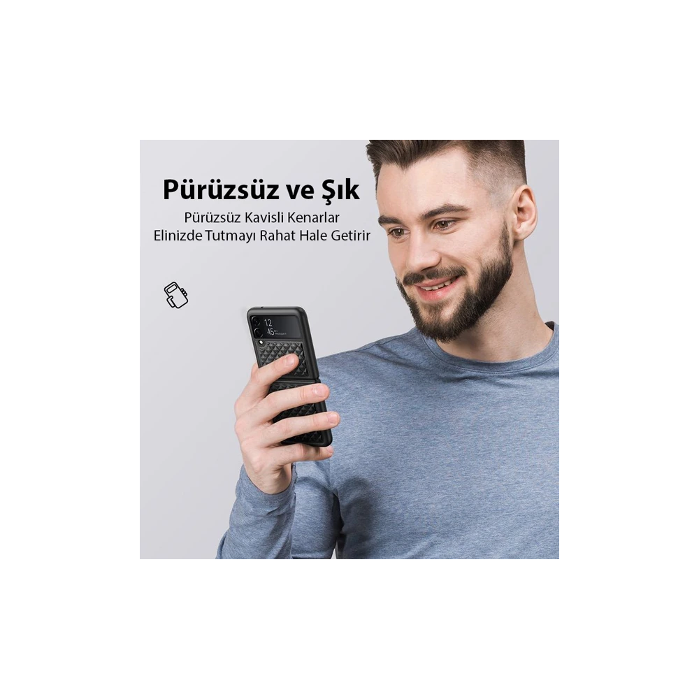 Dux Ducis Venice Series Samsung Galaxy Z Flip3 5G için Premium Deri Kı