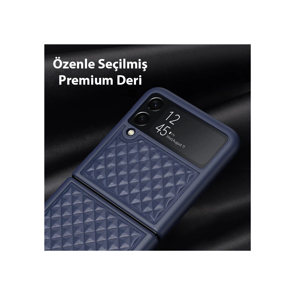 Ducis Venice Series Samsung Galaxy Z Flip4 5G için Premium Deri Kılıf