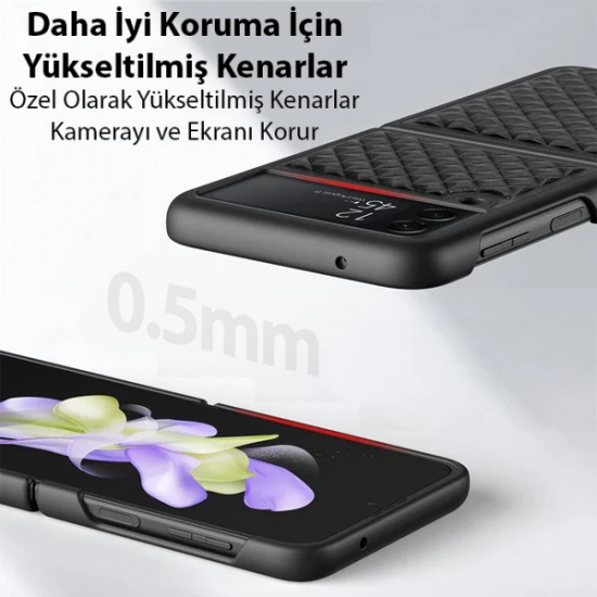 Dux Ducis Venice Series Samsung Galaxy Z Flip3 5G için Premium Deri Kı