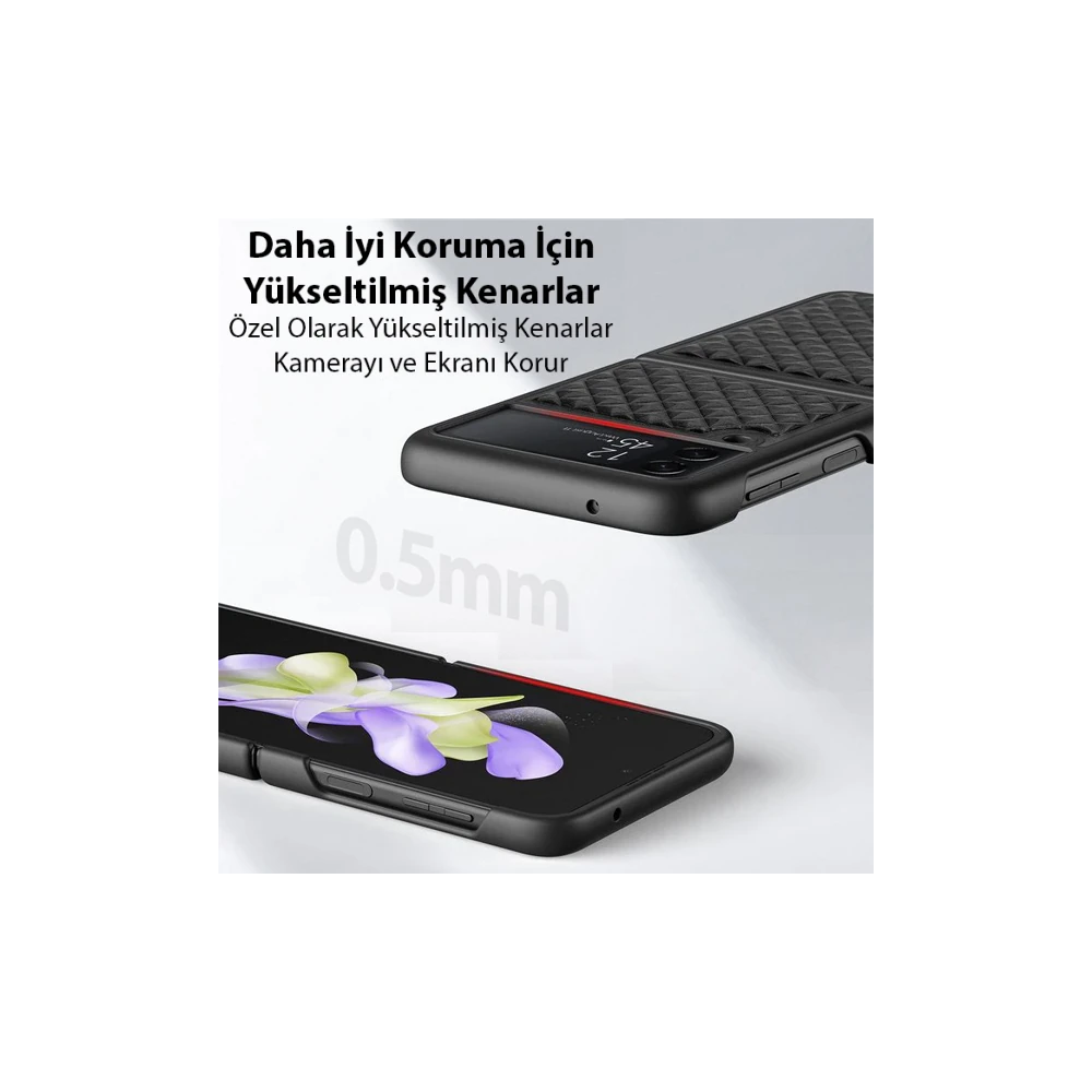Dux Ducis Venice Series Samsung Galaxy Z Flip3 5G için Premium Deri Kı