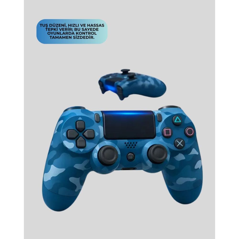 Kablosuz PS4 Controller Çift Motorlu Dayanıklı Gamepad