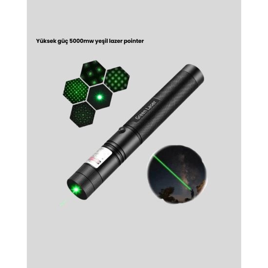 5000mW Yeşil Lazer Pointer Profesyonel Uzun Menzilli