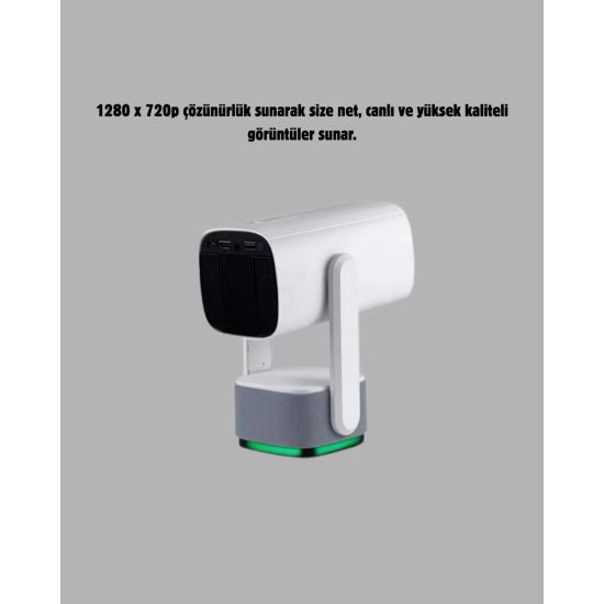 HD 720p Projeksiyon Cihazı – Geniş Ekran 10.000 Saat Ampul Ömrü Ev Sin