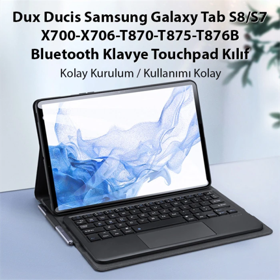 Dux Ducis SM Galaxy Tab S8/S7 Bluetooth Klavye Touchpad Kılıf X700-X70