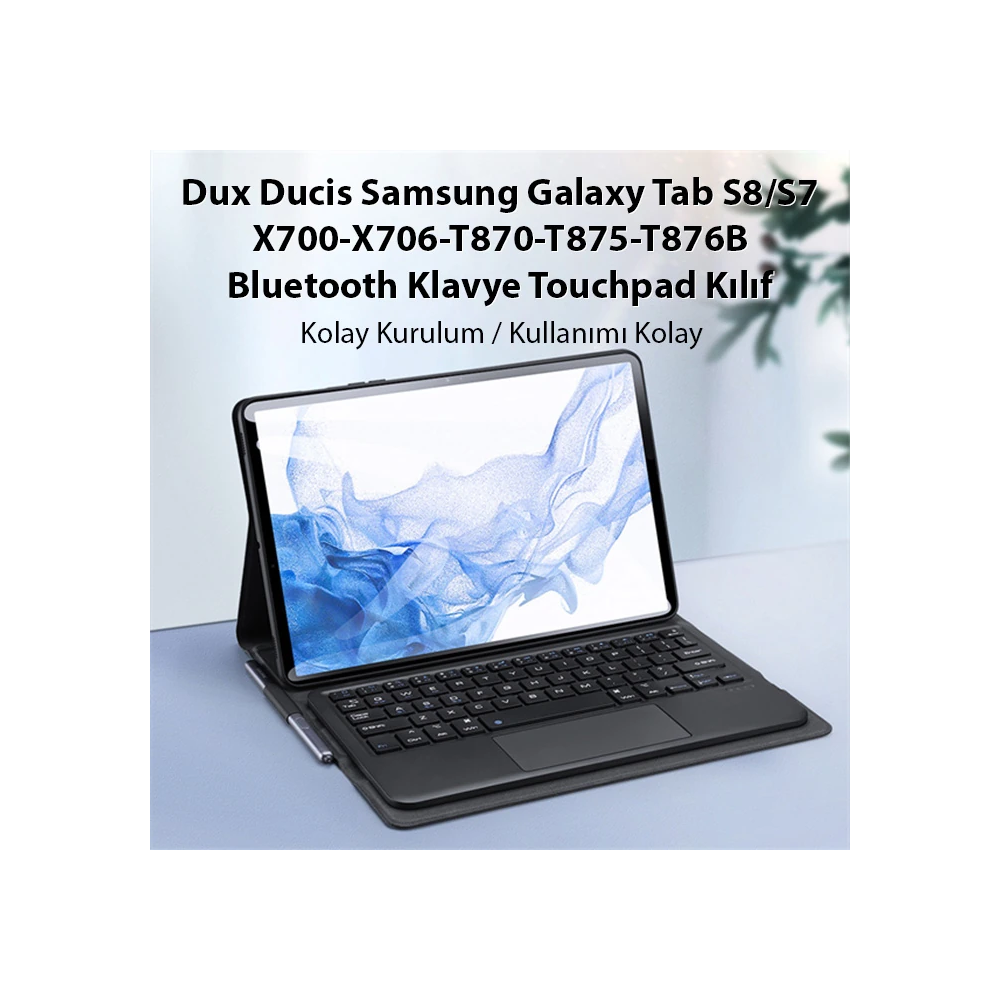 Dux Ducis SM Galaxy Tab S8/S7 Bluetooth Klavye Touchpad Kılıf X700-X70