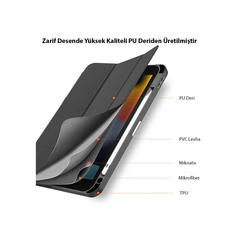 Dux Ducis iPad 10.9 2022 Kılıf Domo Series Kalem Bölmeli Mıknatıslı St