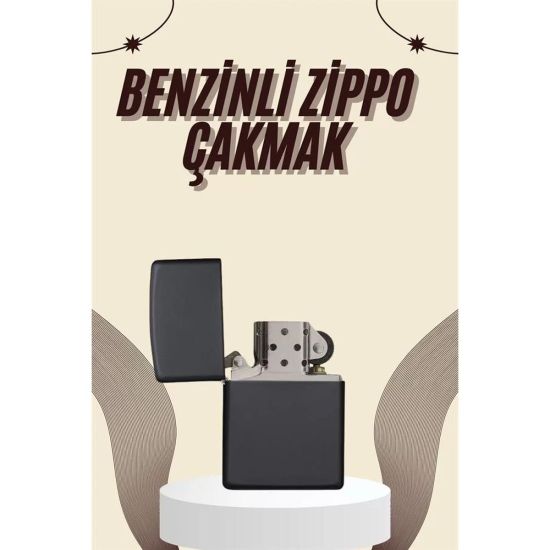 Çakmak Parlak Siyah Benzinli Çakmak Cep Boy Doldurulabilir
