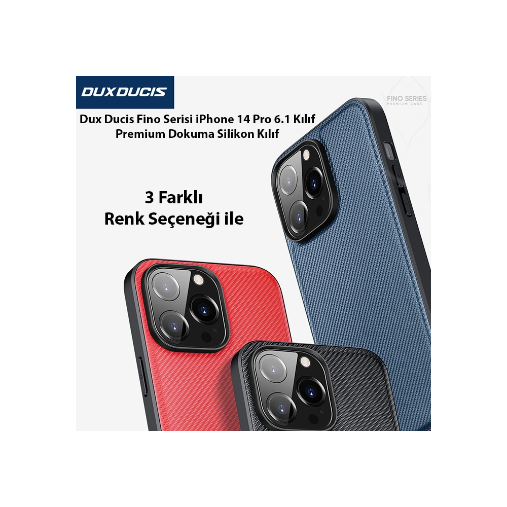Dux Ducis Fino Serisi iPhone 14 Pro 6.1 inç Kılıf Premium Dokuma Silik