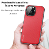 Dux Ducis Fino Serisi iPhone 14 Pro 6.1 inç Kılıf Premium Dokuma Silik