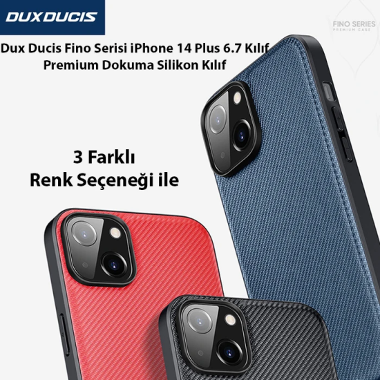 Dux Ducis Fino Serisi iPhone 14 Plus 6.7 inç Kılıf Premium Dokuma Sili