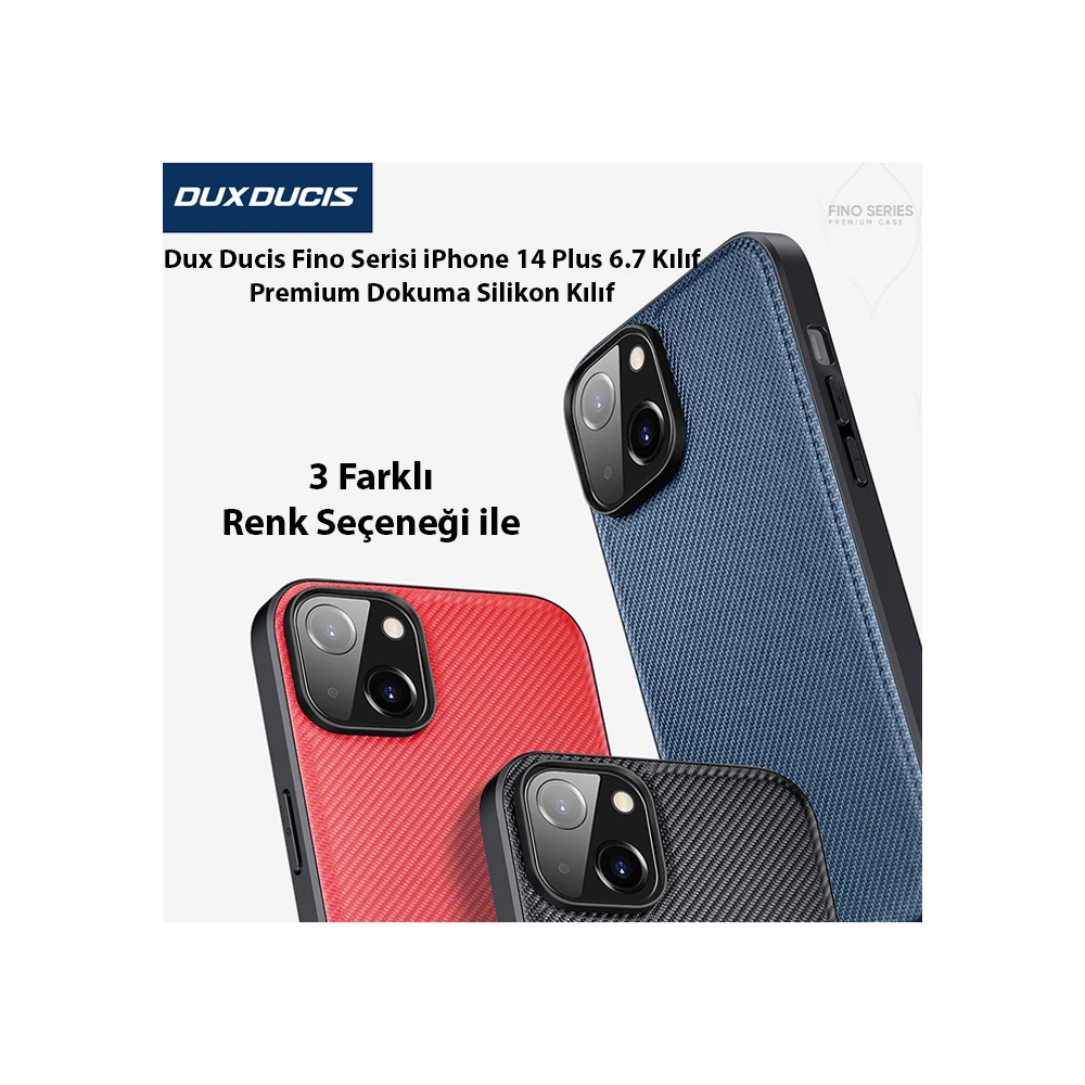 Dux Ducis Fino Serisi iPhone 14 Plus 6.7 inç Kılıf Premium Dokuma Sili