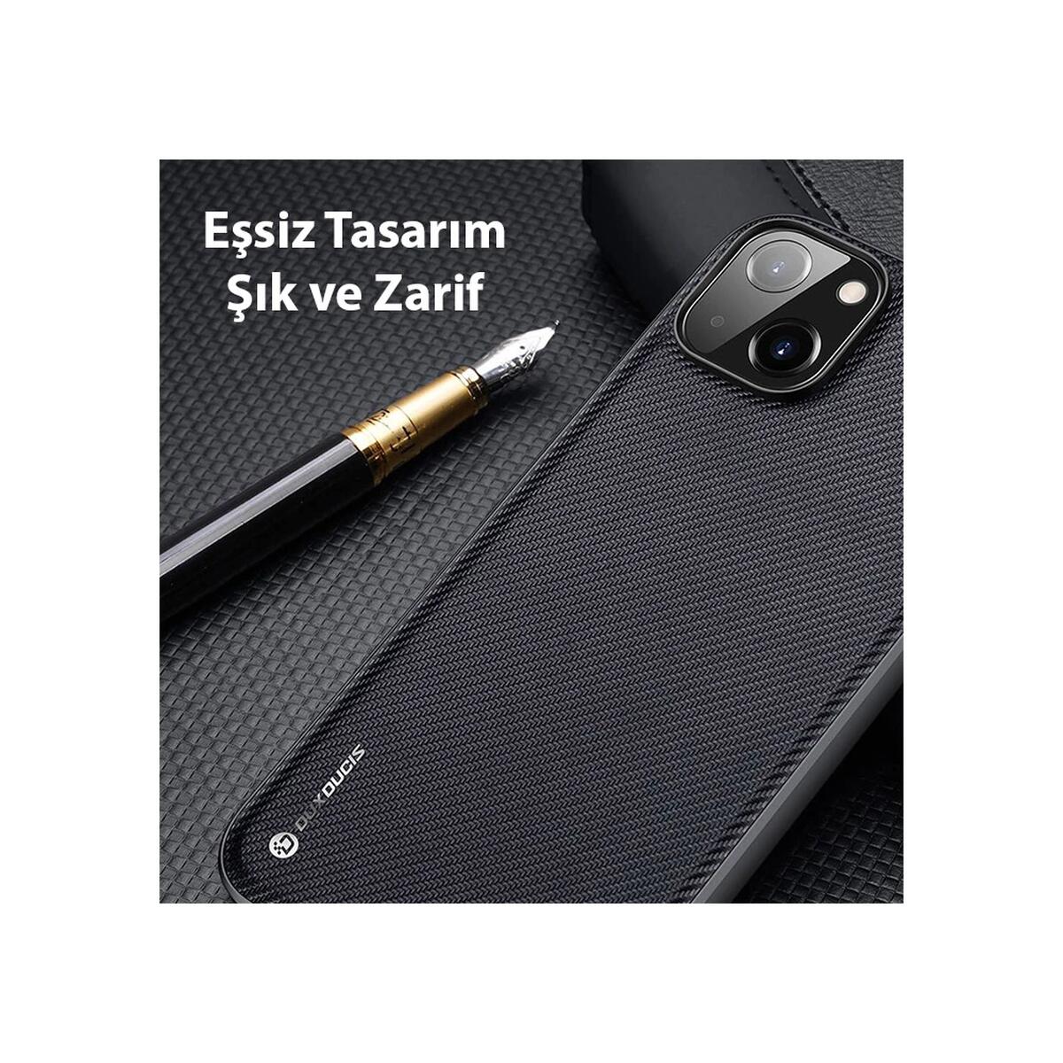 Dux Ducis Fino Serisi iPhone 14 Plus 6.7 inç Kılıf Premium Dokuma Sili