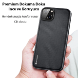 Dux Ducis Fino Serisi iPhone 14 6.1 inç Kılıf Premium Dokuma Silikon K