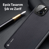 Dux Ducis Fino Serisi iPhone 14 6.1 inç Kılıf Premium Dokuma Silikon K