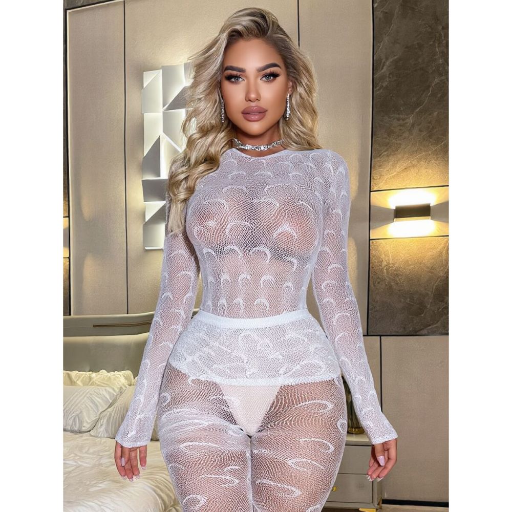 Seksi Leopar Desenli Büyük Beden Fileli Vücut Çorabı - Ultra Esnek ve 