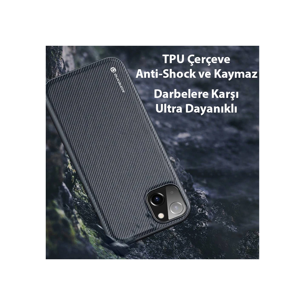 Dux Ducis Fino Serisi iPhone 14 6.1 inç Kılıf Premium Dokuma Silikon K