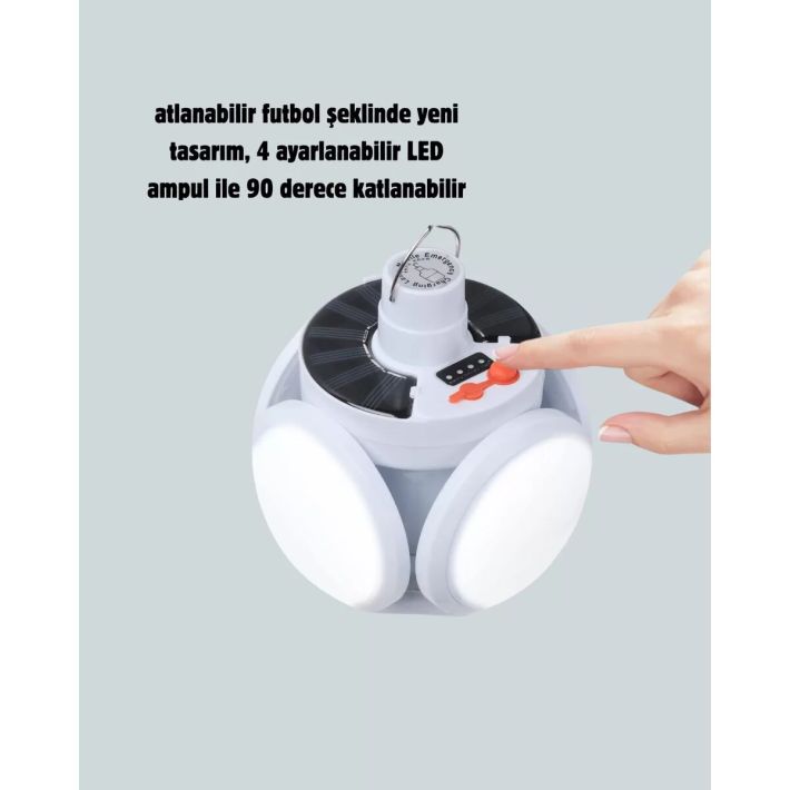 360 Derece Katlanabilir Solar LED Aydınlatma Çadır Lambası