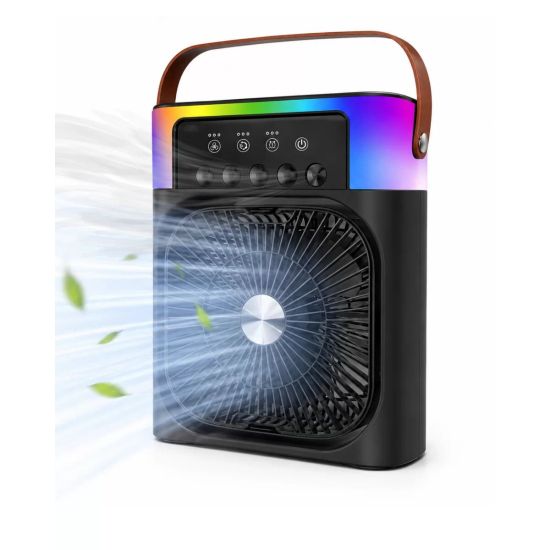 RGB Işıklı Buharlı Masaüstü Fan Sessiz Çalışan USB Şarjlı Taşınabilir 