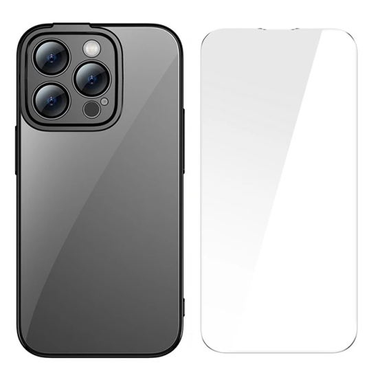 Baseus Glitter iPhone 14 Pro Max 6.7 Renkli Kenar Silikon Kılıf + Temp