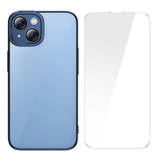 Baseus Glitter iPhone 14 Plus 6.7 Renkli Kenar Silikon Kılıf + Tempere